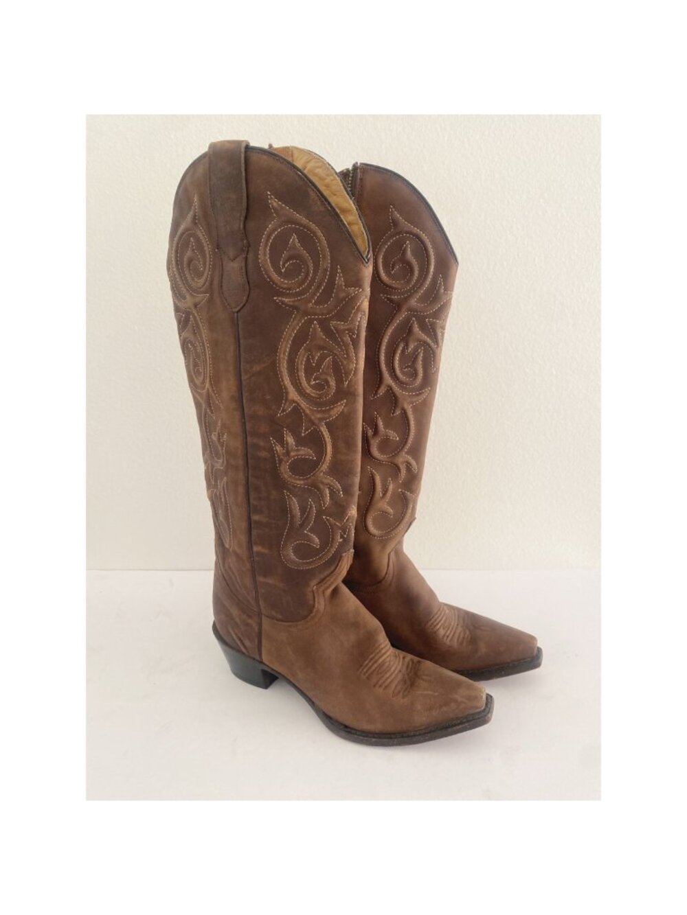 Stetson Western Leather Boots Shoes Brown